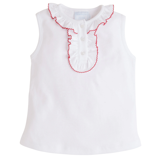 Ruffled Henley - Red