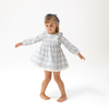 Blue Plaid - Long Sleeve with Eyelet Hem and Diaper Cover