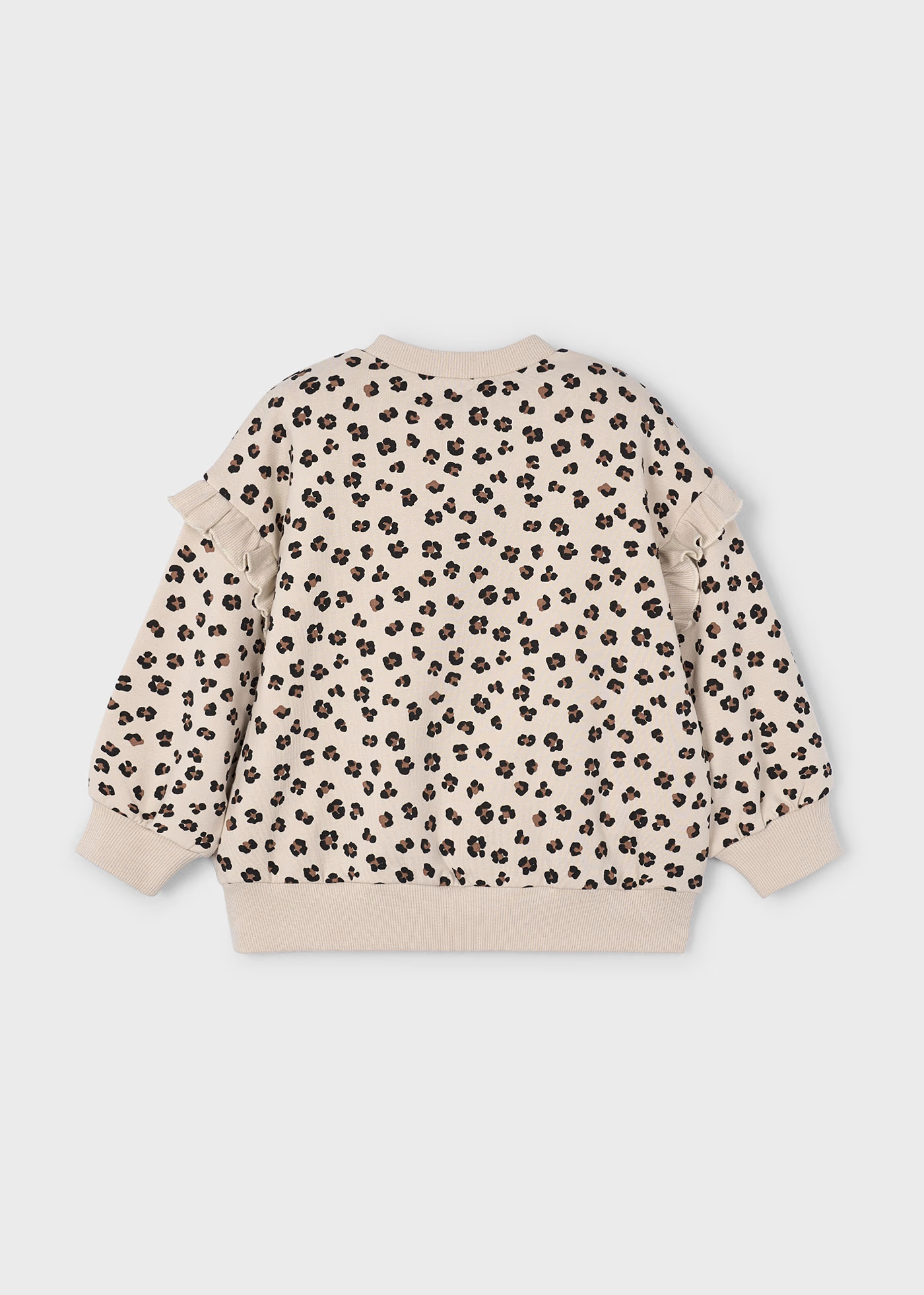 Girl Sweatshirt with Ruffled Sleeves - Sand