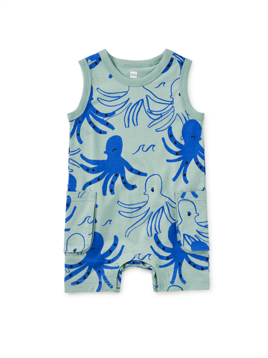 Sleeveless Baby Romper - Sketched Octopus