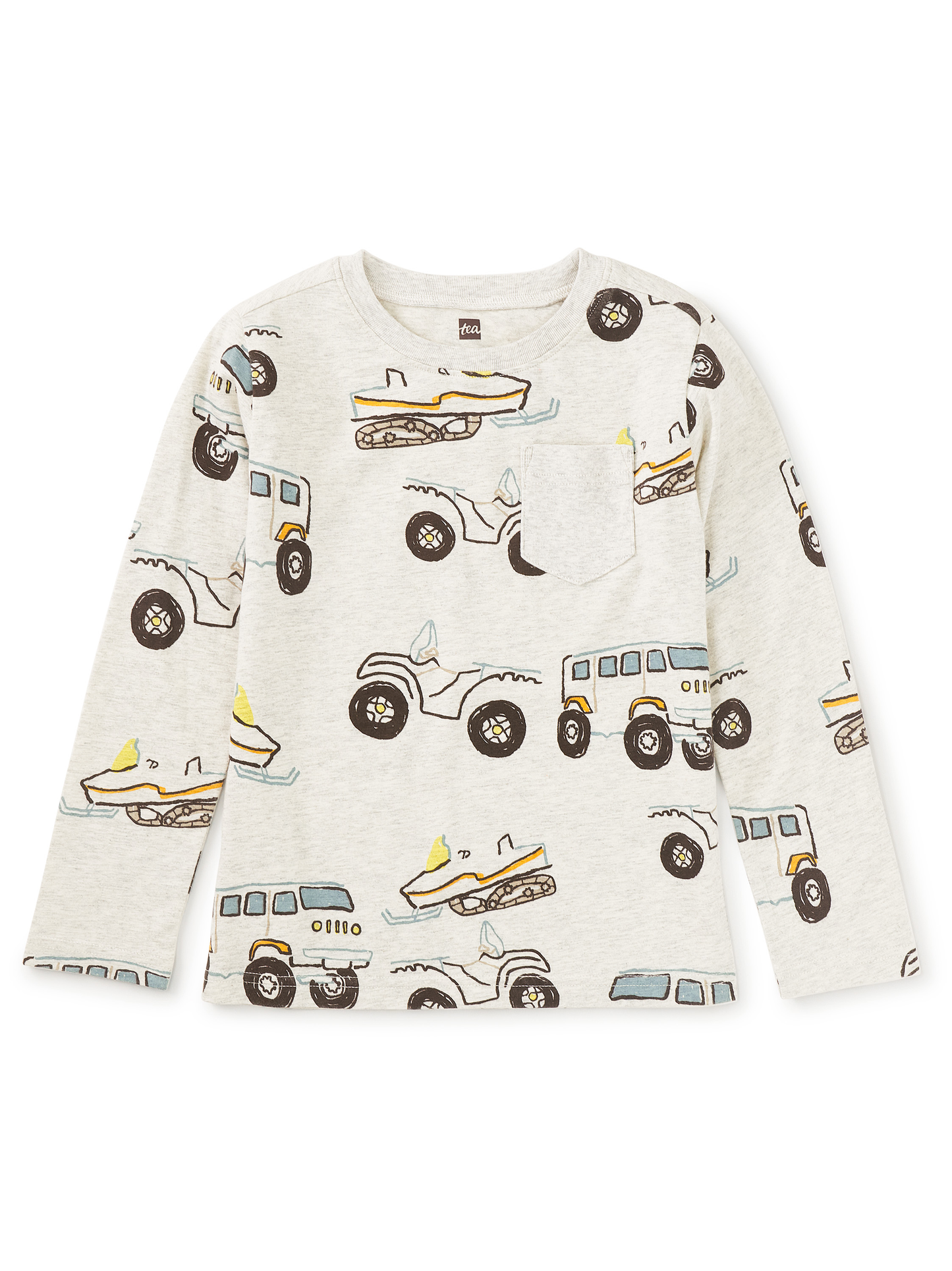 Long Sleeve Printed Pocket Tee - Snow Vehicles