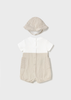 Newborn Striped Simulated Dungaree Romper with Hat - Root