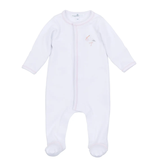 Vintage Stork Footie - Pink