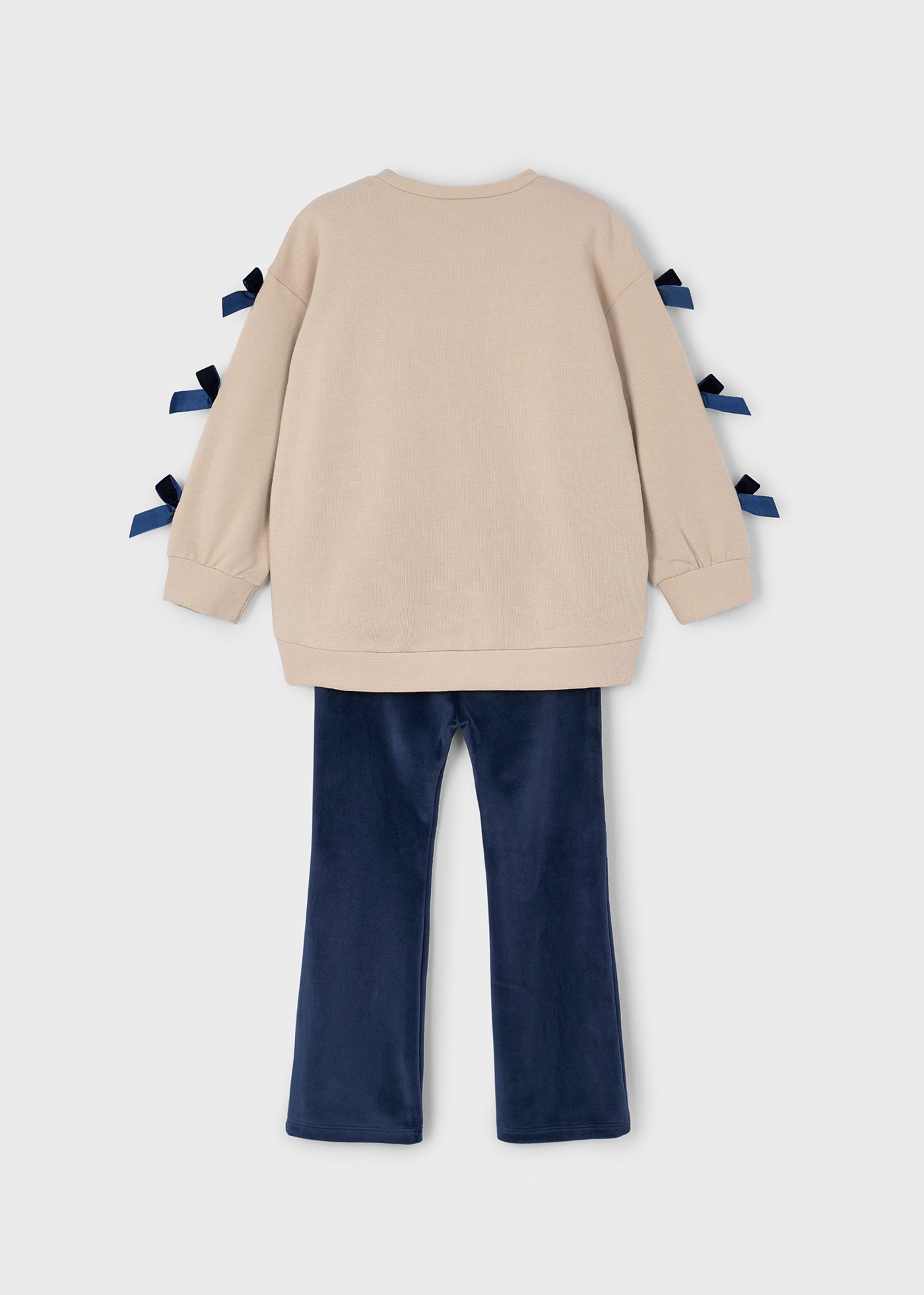 Girl Bow Sweatshirt and Leggings Set - Navy