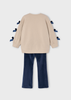 Girl Bow Sweatshirt and Leggings Set - Navy