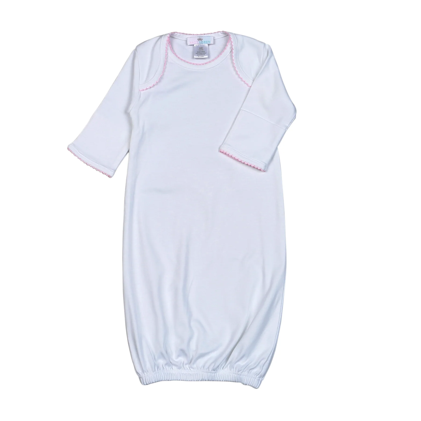 White Gown Pink Picot Trim