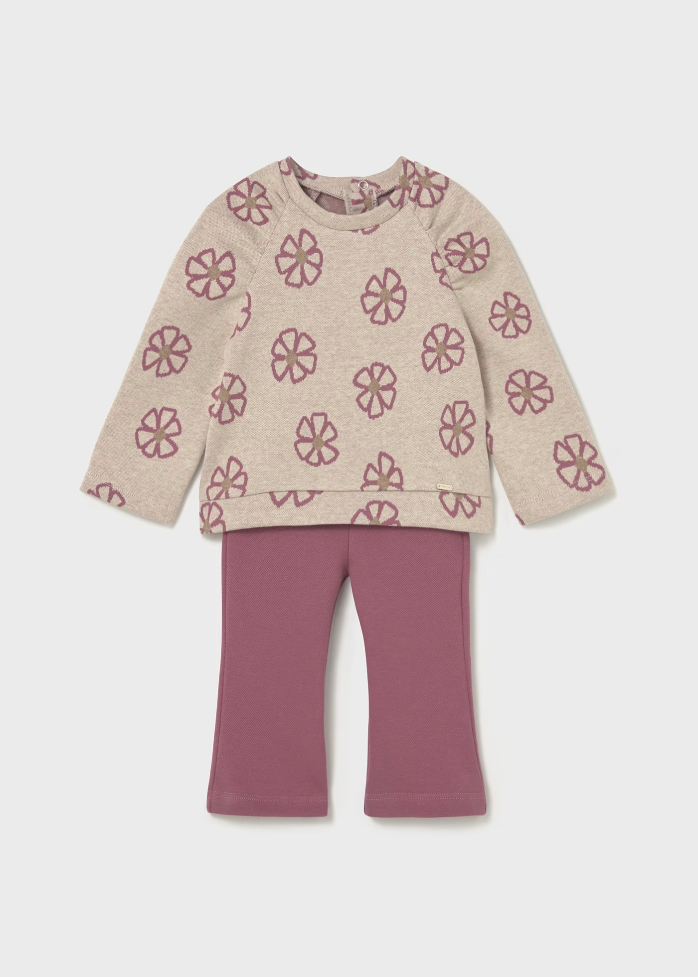 Baby Leggings and Printed Sweatshirt Set - Blush