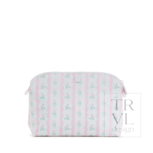 Goodie Cosmetic Bag - Ribbon Floral Pink