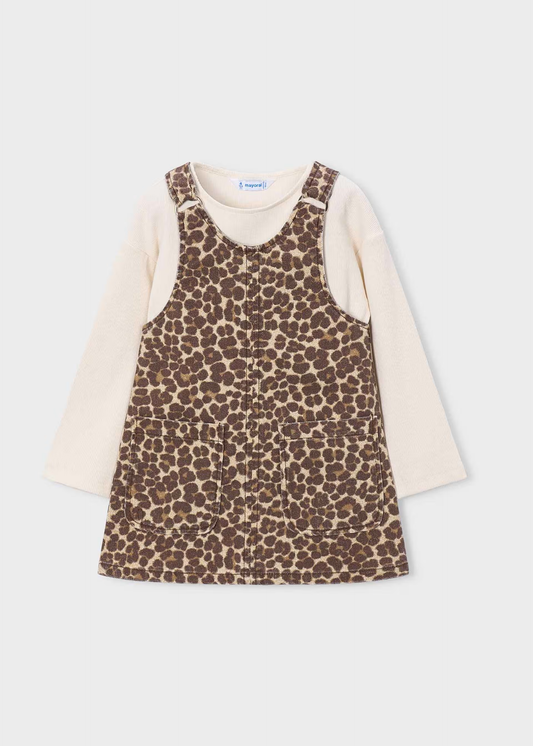 Girl Pinafore with T-Shirt - Chestnut