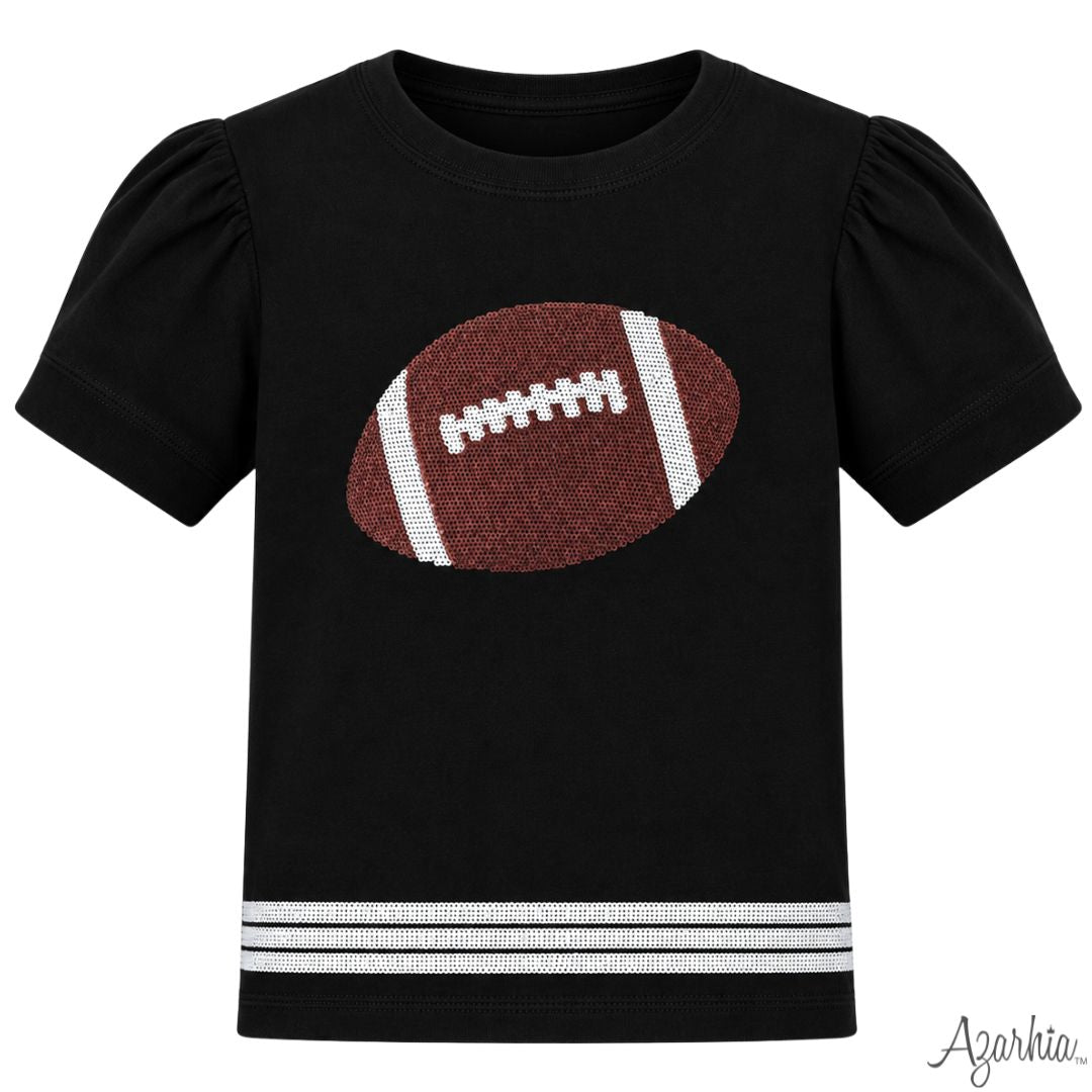 Sequin Football Short Sleeve Holly Black