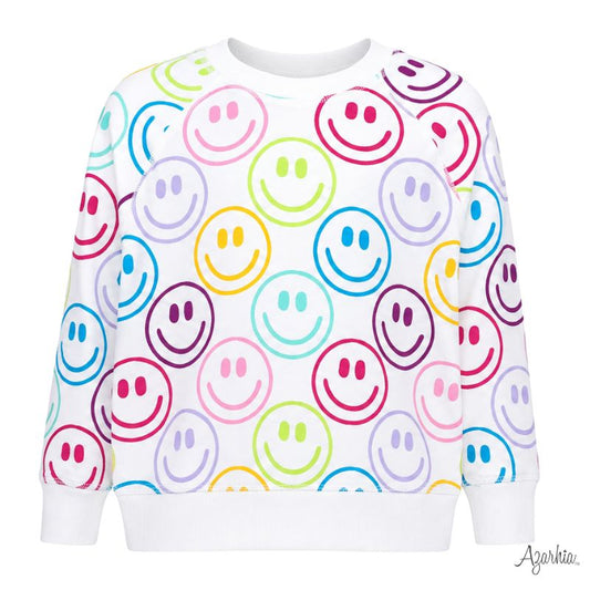 Bright Smiley FacesWhite Oversized Sweatshirt