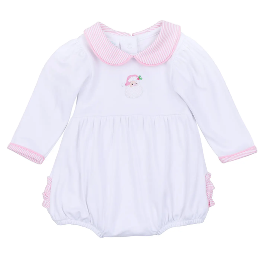 Santa Baby Embroidered Ruffle Long Sleeve Bubble