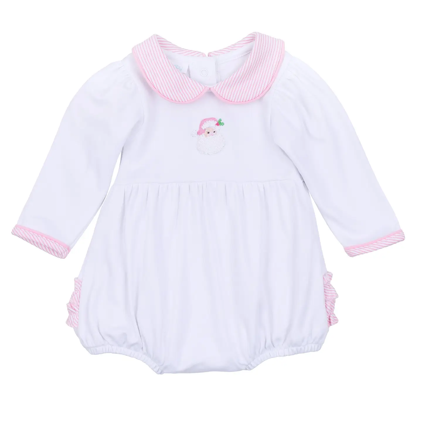 Santa Baby Embroidered Ruffle Long Sleeve Bubble