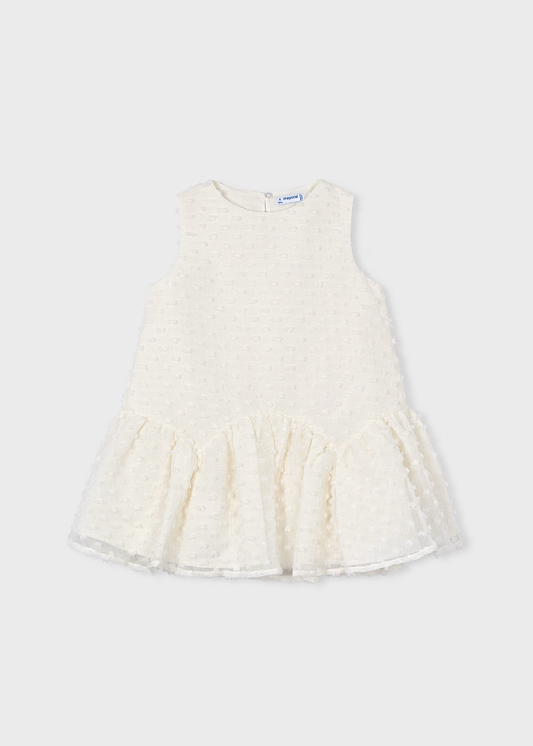 Girl Plumeti Dress - Cream