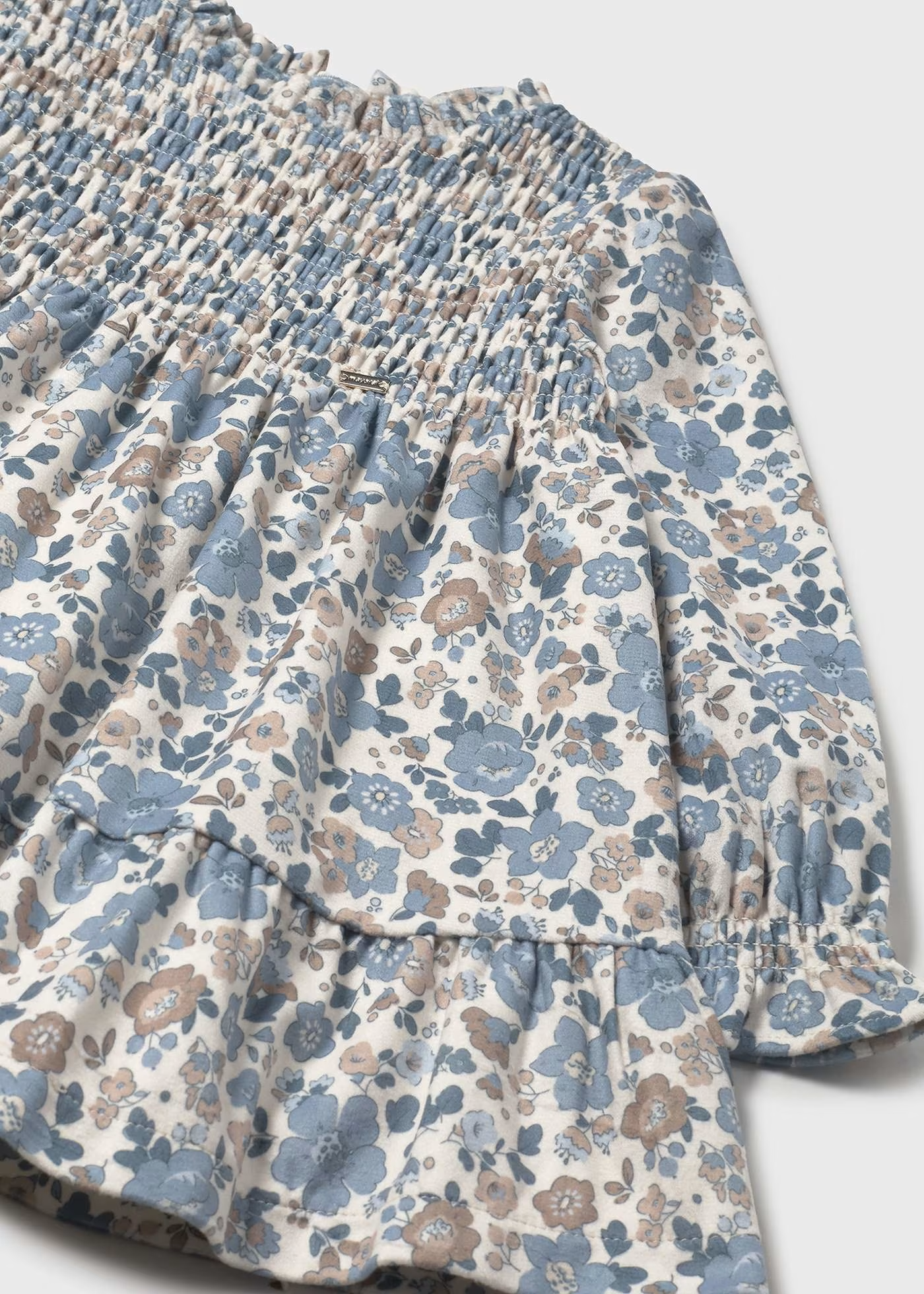 Baby Ruffled Velvet Dress - Blue Bell
