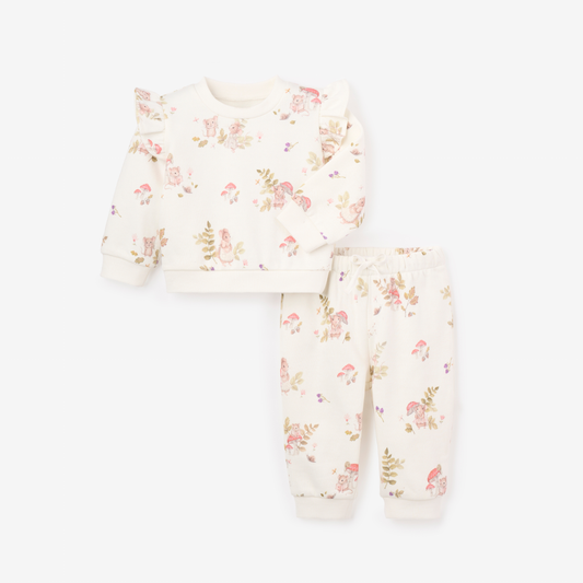 Magical Mouse Ruffle Sleeve Organic Cotton Fleece Sweatsuit