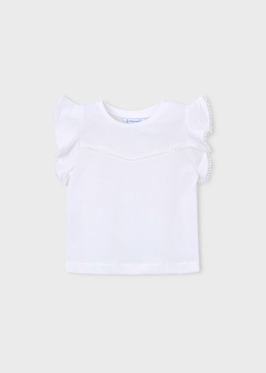 Girl Ruffled T-shirt - White