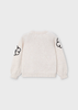Girl Flowers Applique Knit Sweater - Cream