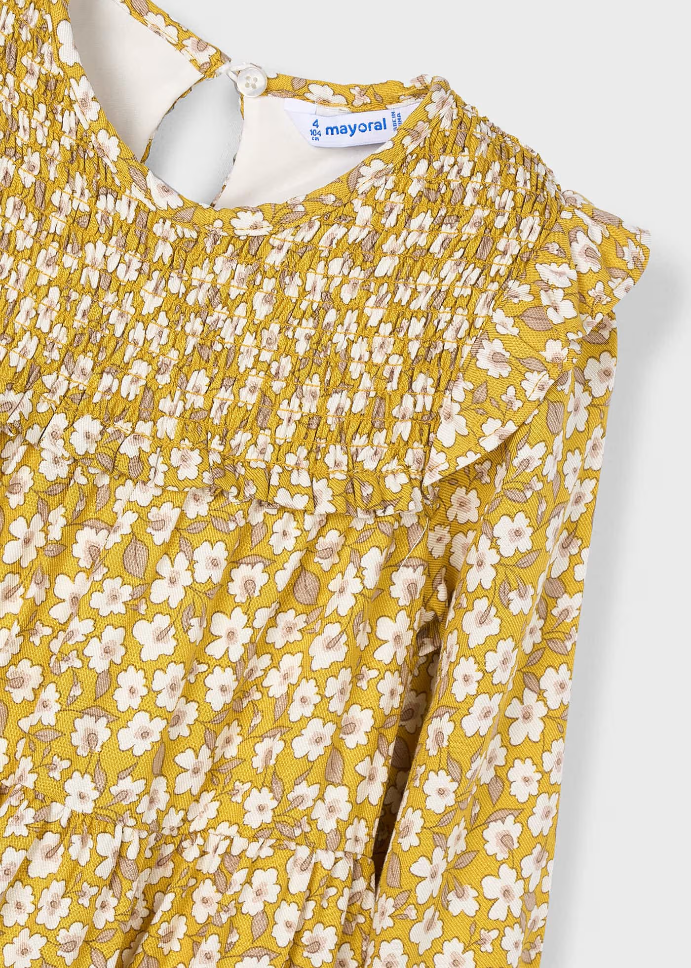 Girl Printed Dress - Mustard