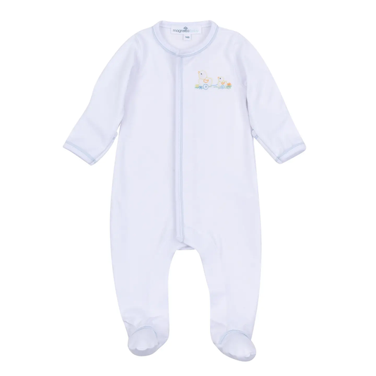 Vintage Duckie Pulltoy Zip Footie - Light Blue