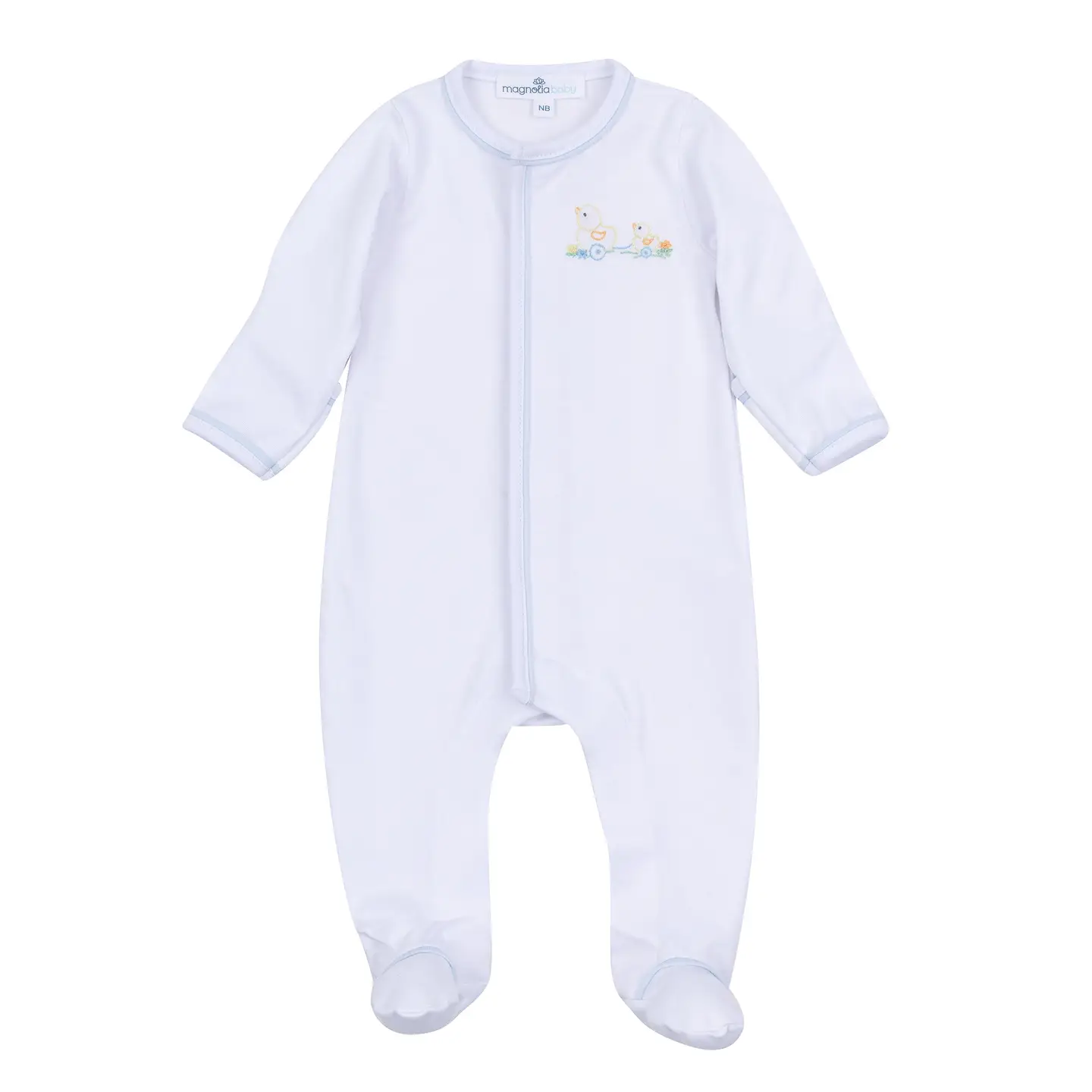 Vintage Duckie Pulltoy Zip Footie - Light Blue