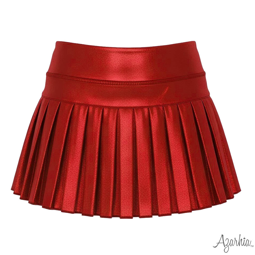 Mini Pleated Skort in Crimson Shimmer