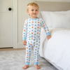Pumpkin Party Long Pajamas - Light Blue
