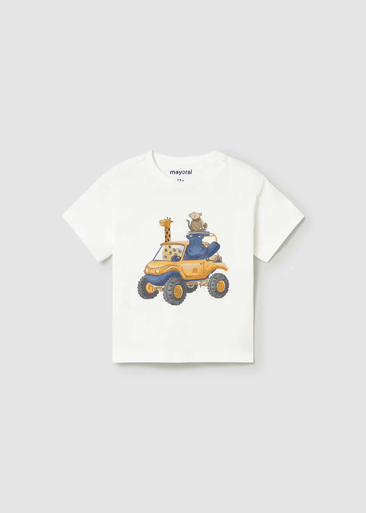 Baby Zoo Car Graphic T-shirt - Cream