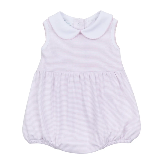 Mini Stripes Collared Sleeveless Bubble - Pink