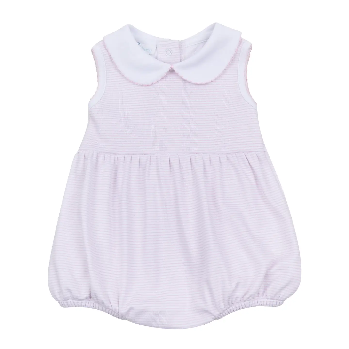 Mini Stripes Collared Sleeveless Bubble - Pink