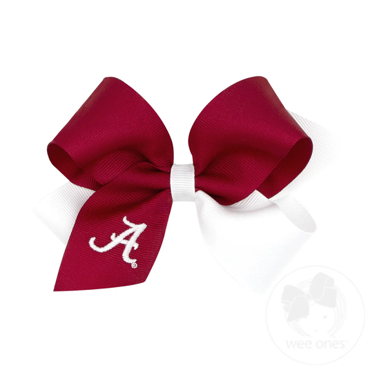 Medium Two-tone Collegiate Embroidered Grosgrain Hair Bow - Alabama