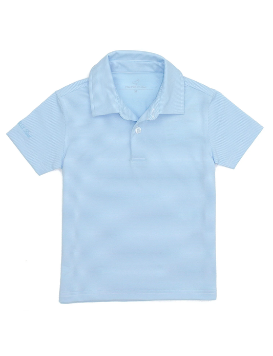 Boys Gulfport Polo Powder Blue Stripe
