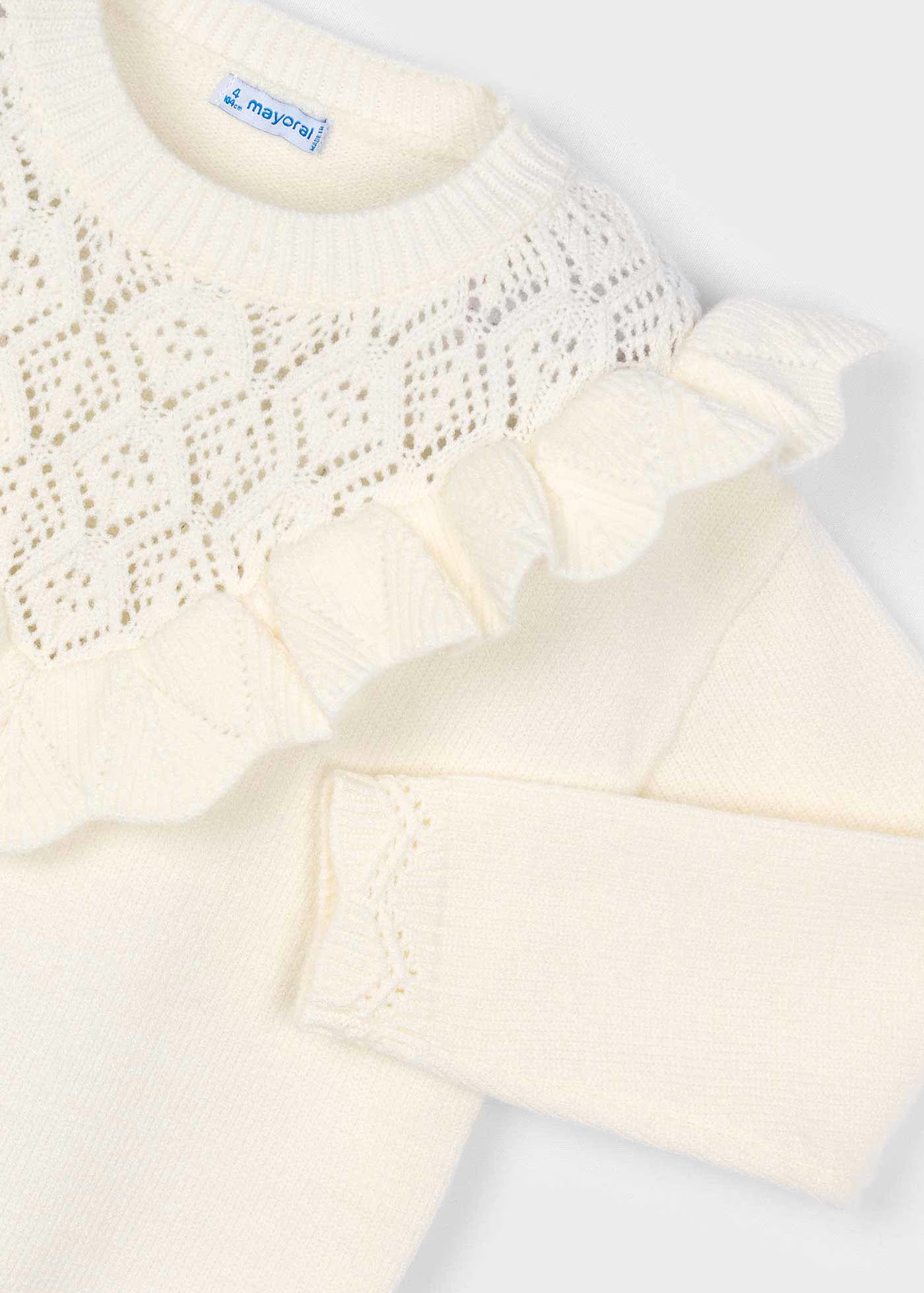 Girl Openwork Knit Sweater - Macchiato