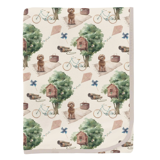 Print Swaddling Blanket in Natural Tree House