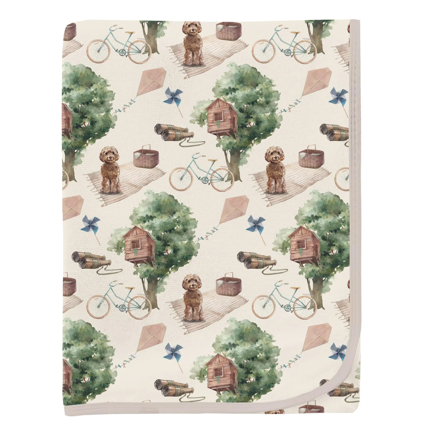 Print Swaddling Blanket in Natural Tree House