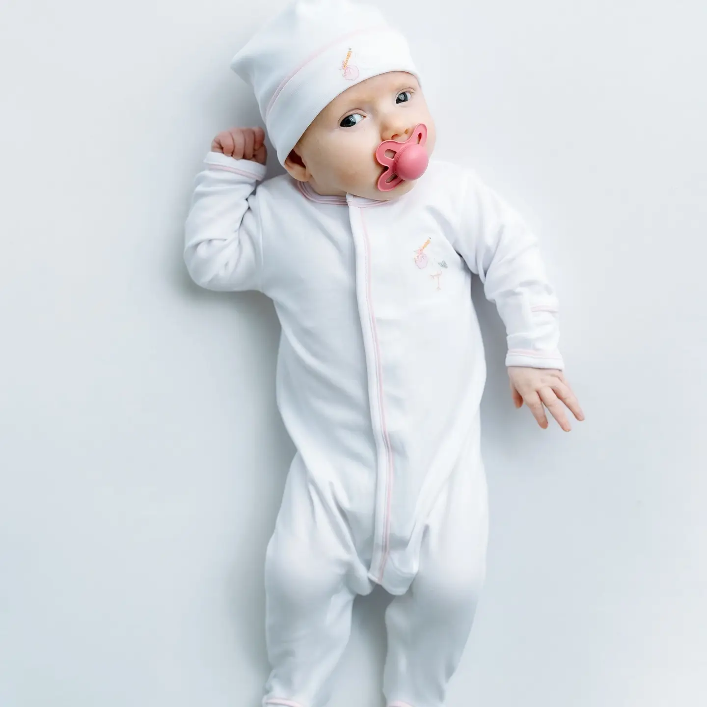 Vintage Stork Footie - Pink