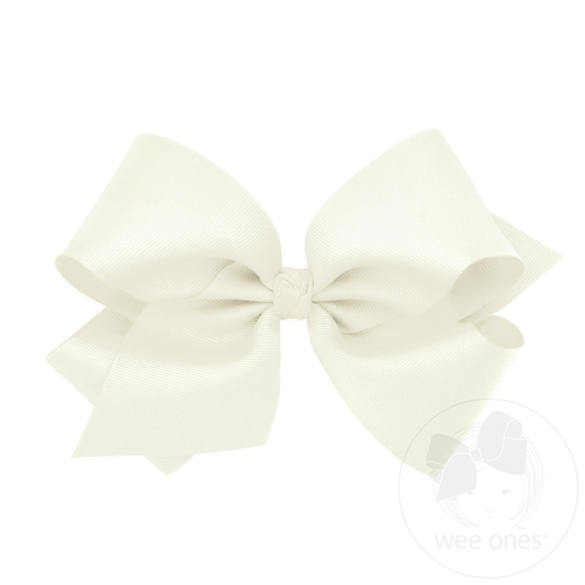 King Classic Grosgrain Hair Bow with Knot Wrap - Antique White