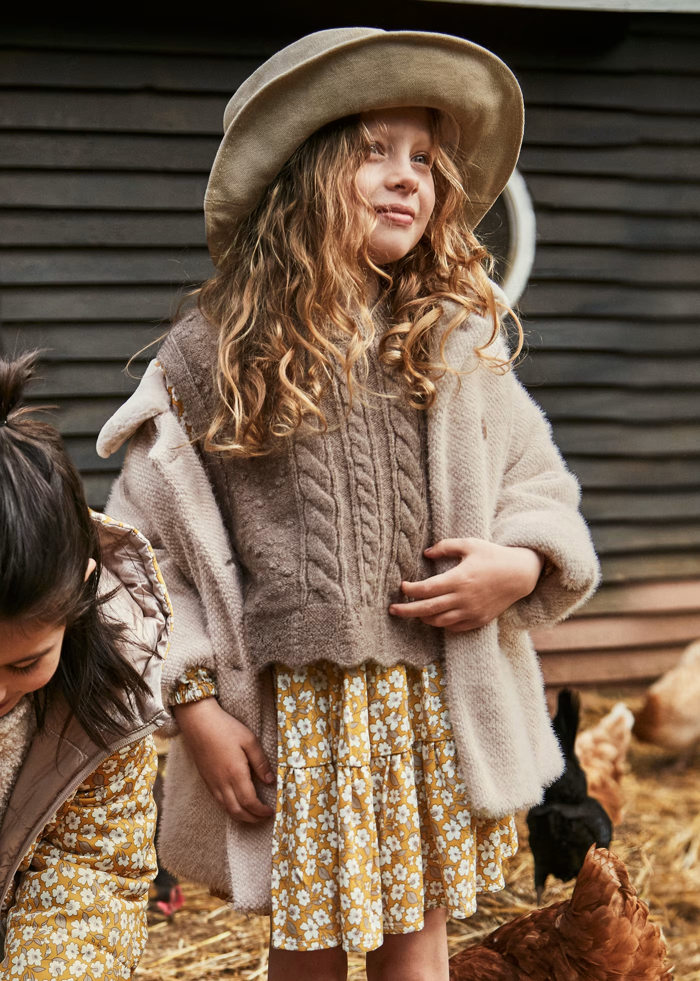 Girl Knit Vest with Side Bows - Taupe