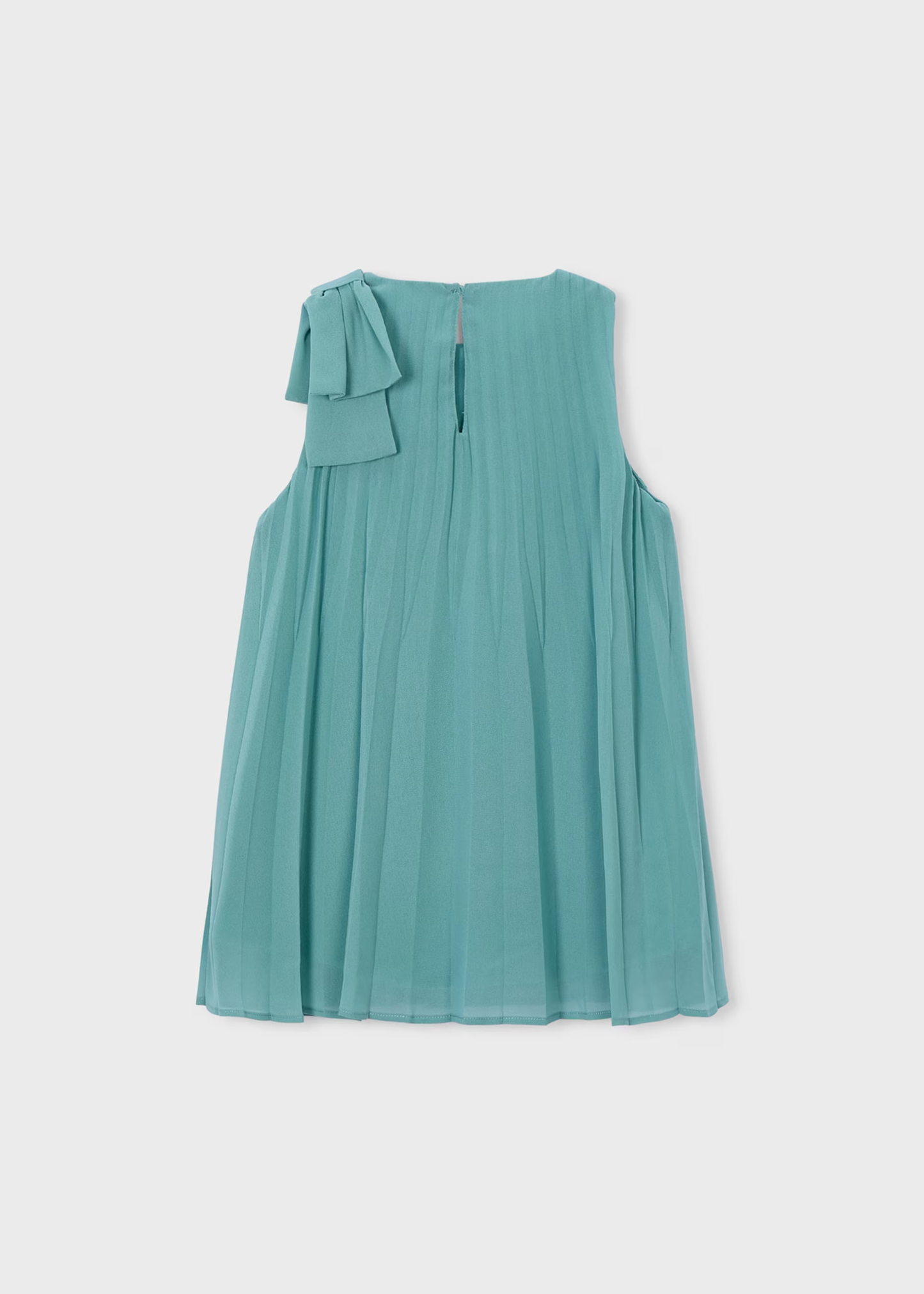 Girl Pleated Dress with Shoulder Bow - Mint