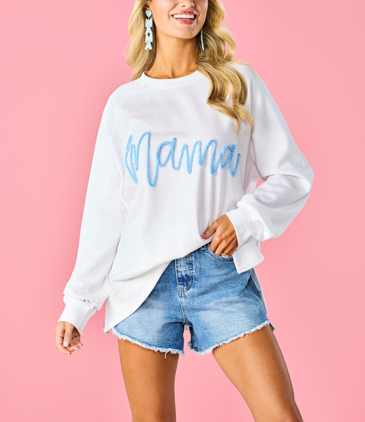 Mama Sparkle Sweatshirt in Blue