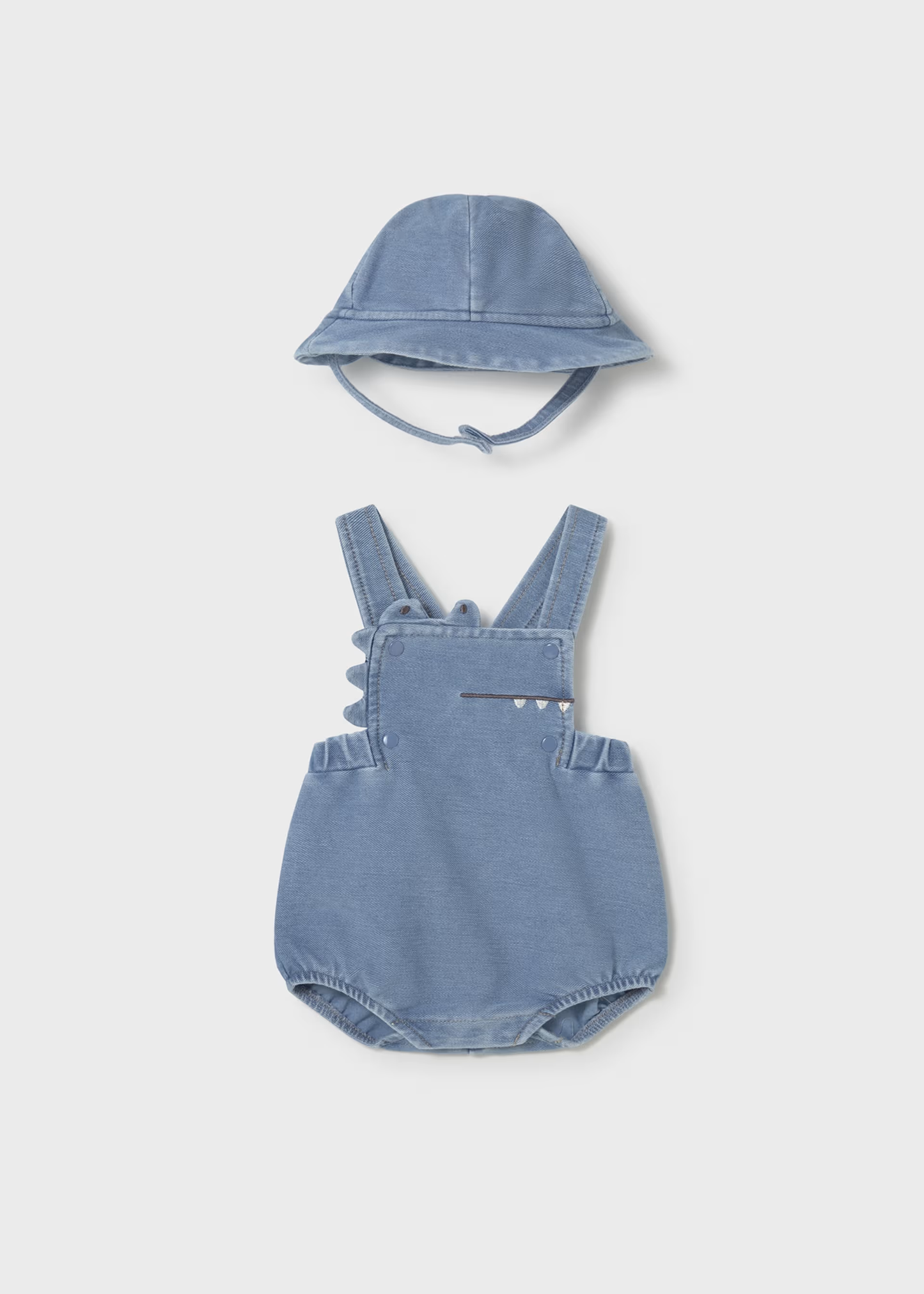 Boy Dungaree with Hat Set - Light Denim