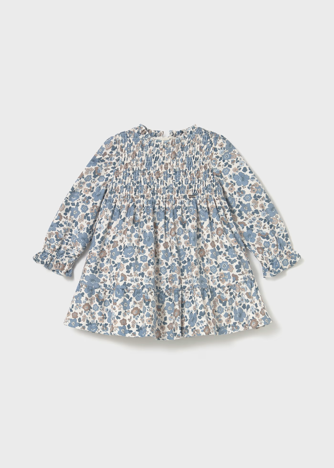 Baby Ruffled Velvet Dress - Blue Bell