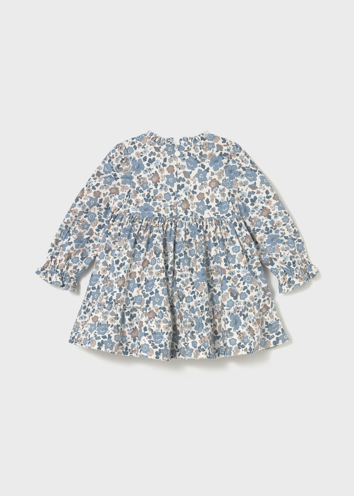 Baby Ruffled Velvet Dress - Blue Bell