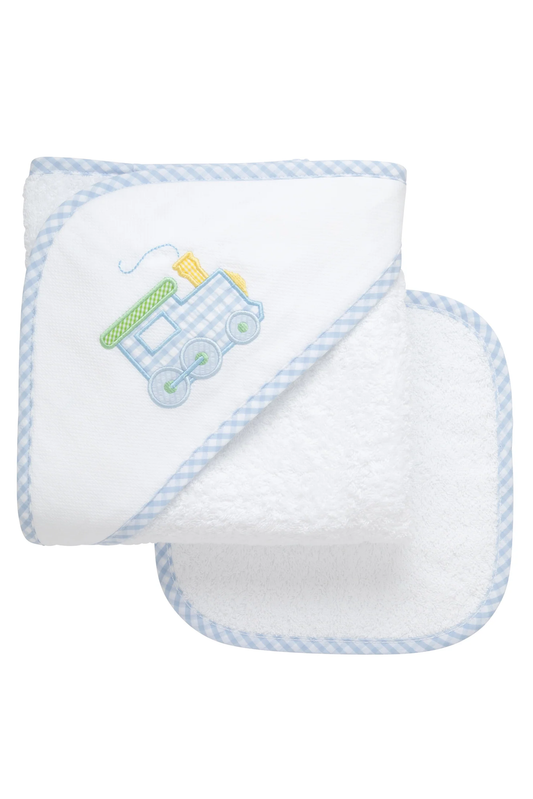 Train Baby Hooded Towel & Washcloth Set