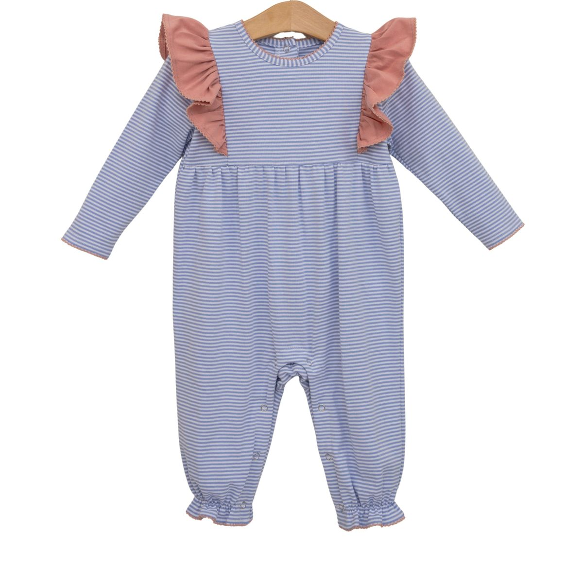 Madison Romper - Dusty Blue Stripe/Mauve