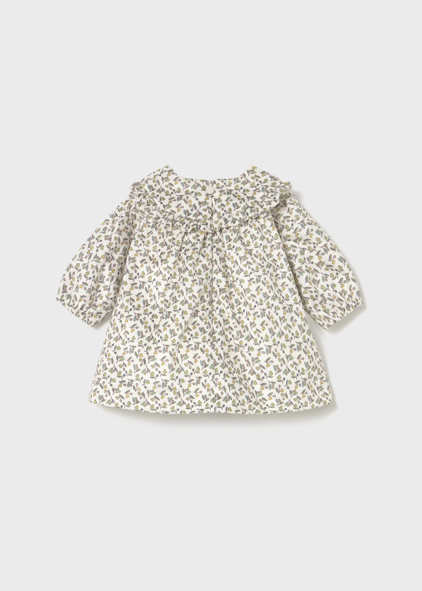 Newborn Girl Printed Velvet Dress - Olive