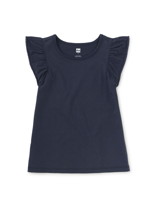 Pom-Pom Flutter Top - Navy