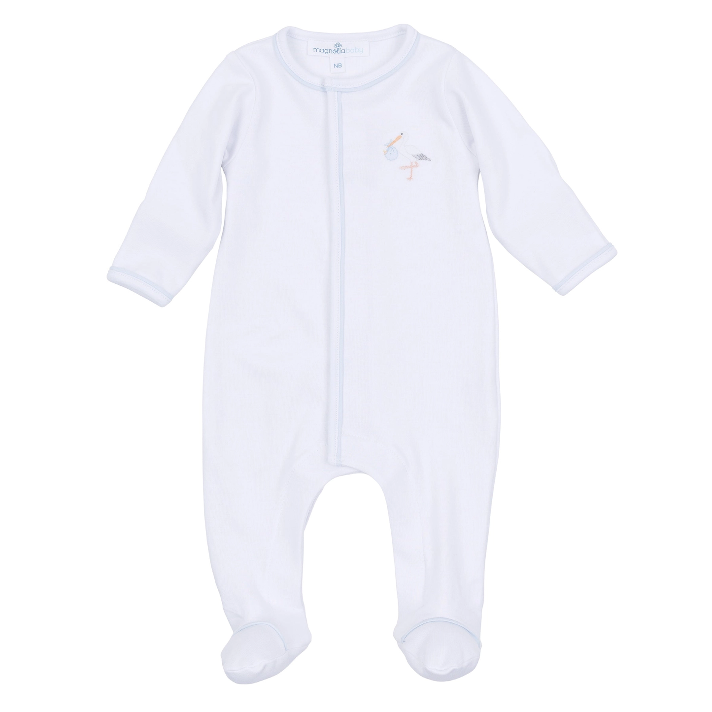 Vintage Stork Footie - Light Blue