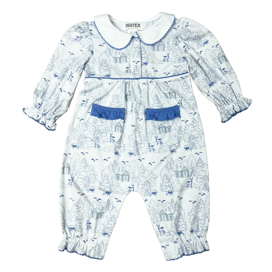Log Cabin Girl's Romper