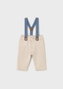 Newborn Boy Pants with Suspenders - Stone